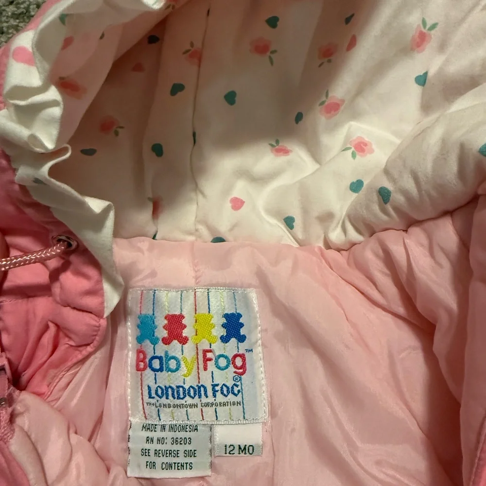Baby Togs London Fog Pink Snowsuit 12M Ballet Bear Hooded